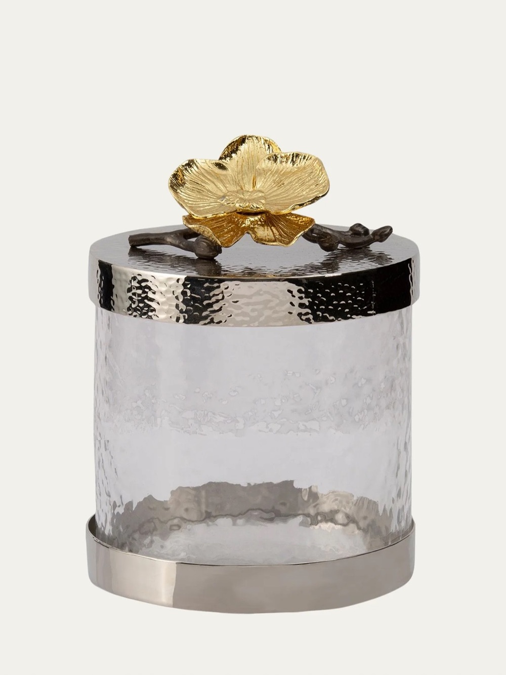 Michael Aram Hammered Glass Jar with Gold Flower Lid